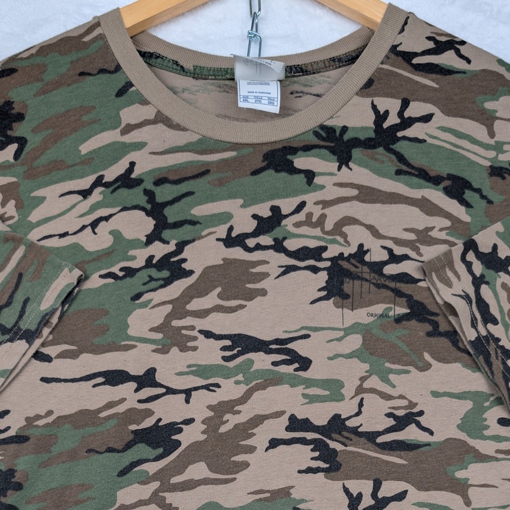 VTG Guy Harvey T-Shirt Men's 2XL Green Woodland Camo Redfish Graphic Fishing Y2K